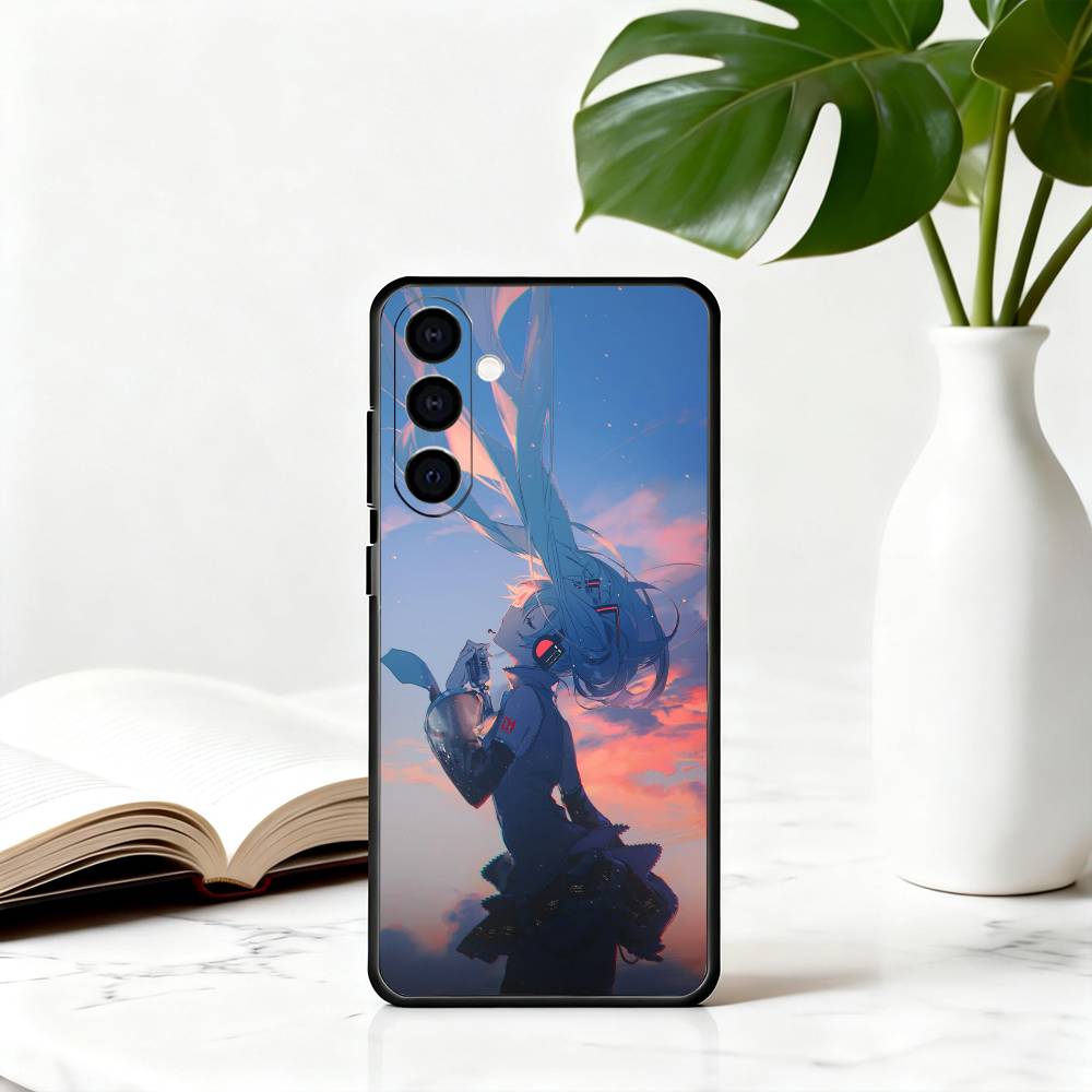Аниме милый M-MIKU Чехол для телефона для Samsung Galaxy A73, A72, A71, A70, A53, A52, A51, Другие Мягкий черный чехол