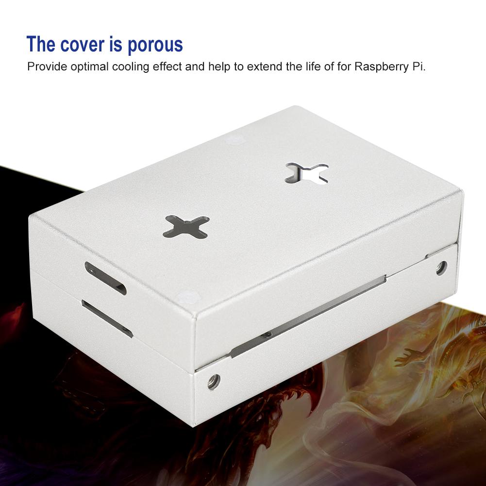 Для Raspberry Pi 4B Высококачественный Защитный Металлический Перфорированный Чехол-Кейс из Алюминиевого Сплава Серебристый