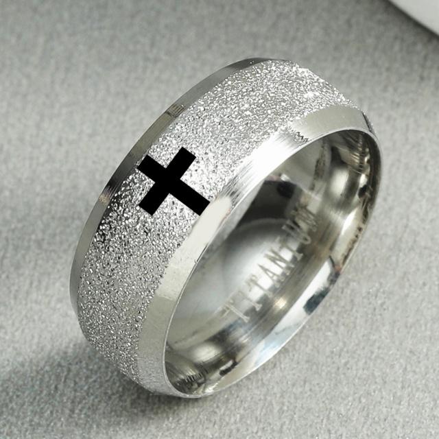 6mm 8mm Stainless Steel Cross Ring Christian Jesus Christ Lord Prayer For Men And Women