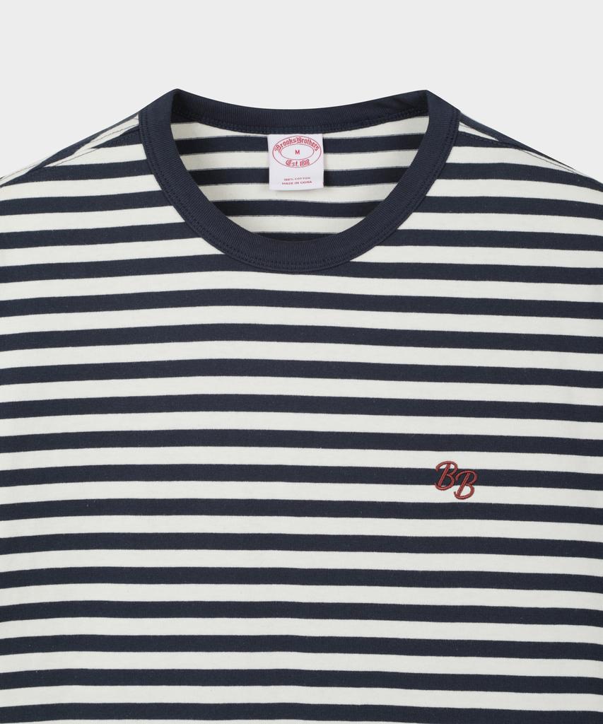 BROOKS BROTHERS Полоскатая футболка с коротким рукавом (военно-морской флот) (Bbnpmog205)