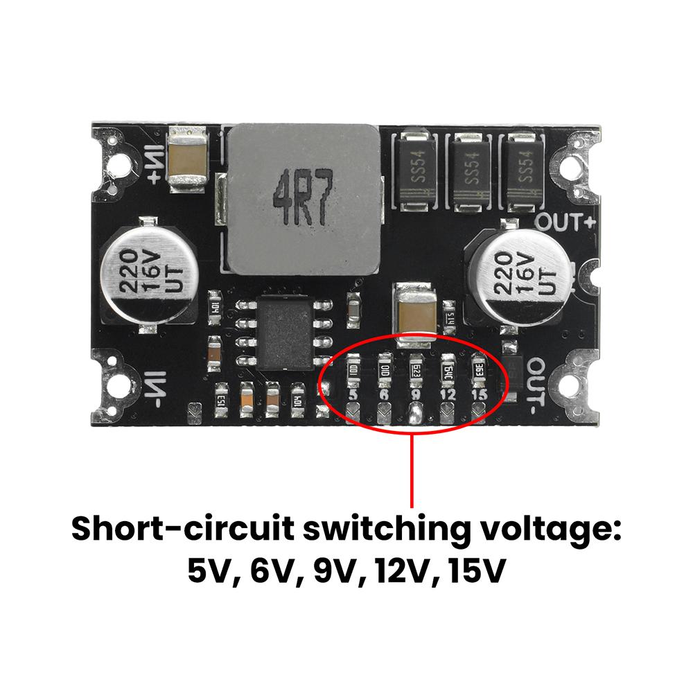 6A High-Power DC Step-Up Module DC 3-15V to 5V/6V/9V/12V/15V Short-Circuit Protection with TVS for DIY Power Supply