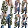 Women's Fashion Casual Printed Pocket Cardigan Medium And Long Coat