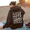 Love Like Jesus Spring And Autumn Fashion Loose Printed Back Collar Plus Velvet Sweater Hooded Female Student Design Versatile