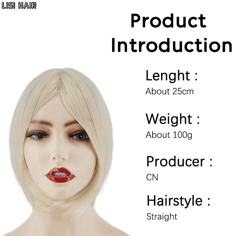 MISS WIG Синтетический короткий прямой парик-топпер на заколке для наращивания волос, натуральный пушистый топ, искусственная часть волос с челкой