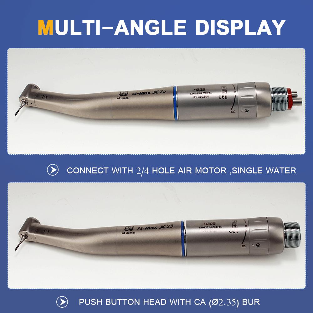 Dental Low Speed Handpiece AI-X25 E-Type Connector Non-Optic Contra Angle 1:1 Hand Piece For CA Burs