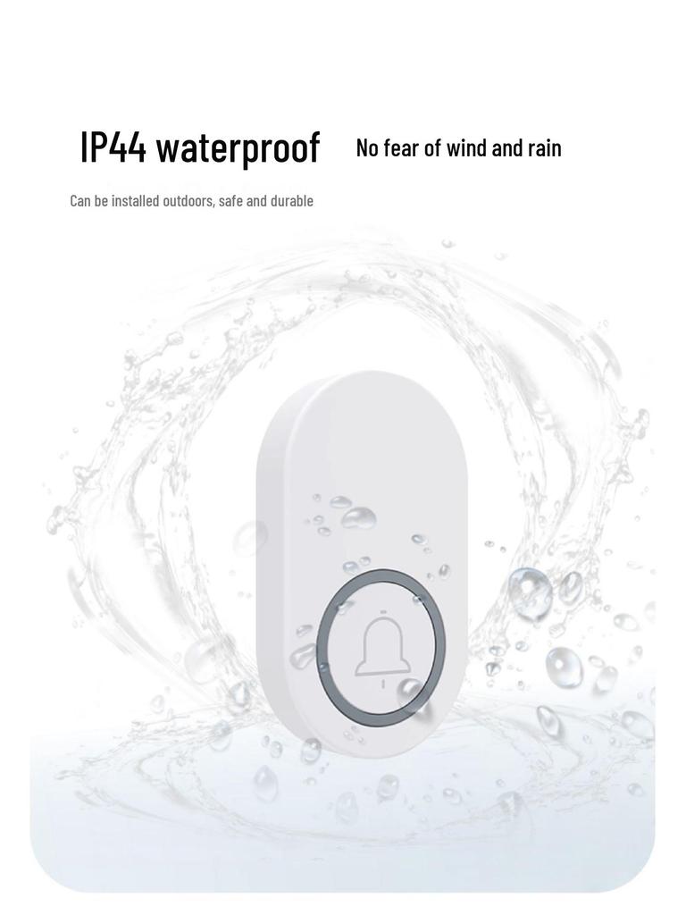 Беспроводной самопитающийся водонепроницаемый дверной звонок с большим радиусом действия и высокой громкостью для домов и пейджинга пожилых людей