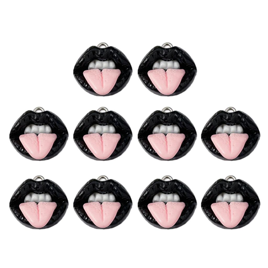 10pcs Sexy Red Vampire Mouth Lip Resin Charm for Jewelry Making Findings Cute Earring Keychain Pendants DIY Flatback