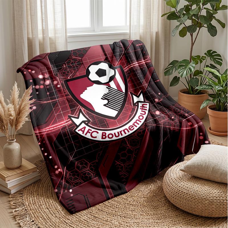 Bournemouth Football Print Flannel Blanket, Soft Warm Lightweight Throw Blanket for Sofa Bed Camping