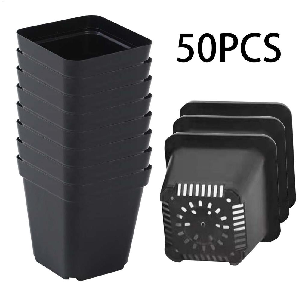 50pc Reusable Seedling Pots Gardening Square Plant Pots Nursery Pots with Drainage Holes Nursery Pot For Plants Vegetables