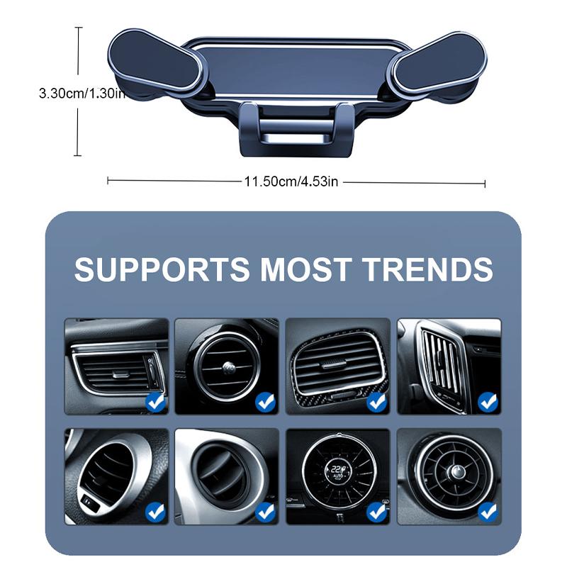 SEAMETAL Car Phone Holder Gravity GPS Support 360 Degree Rotatable Car Air Vent Mount