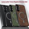 Роскошный чехол из искусственной кожи для Samsung Galaxy A36 A35 A34 A25 A16 A15 с магнитным металлическим кольцом Magsafe, защитой объектива и противоударным покрытием