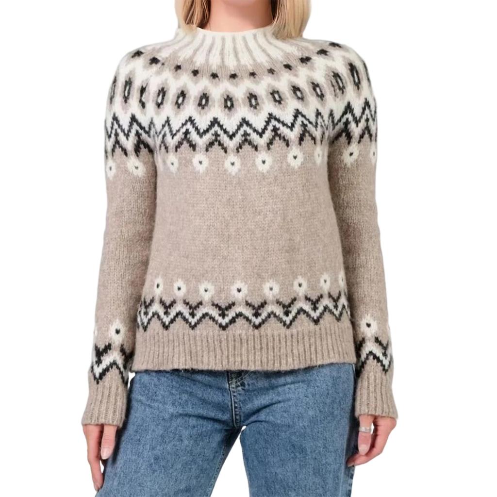 Женский модный свитер с круглым вырезом, свободный, с длинным рукавом, вязаный топ