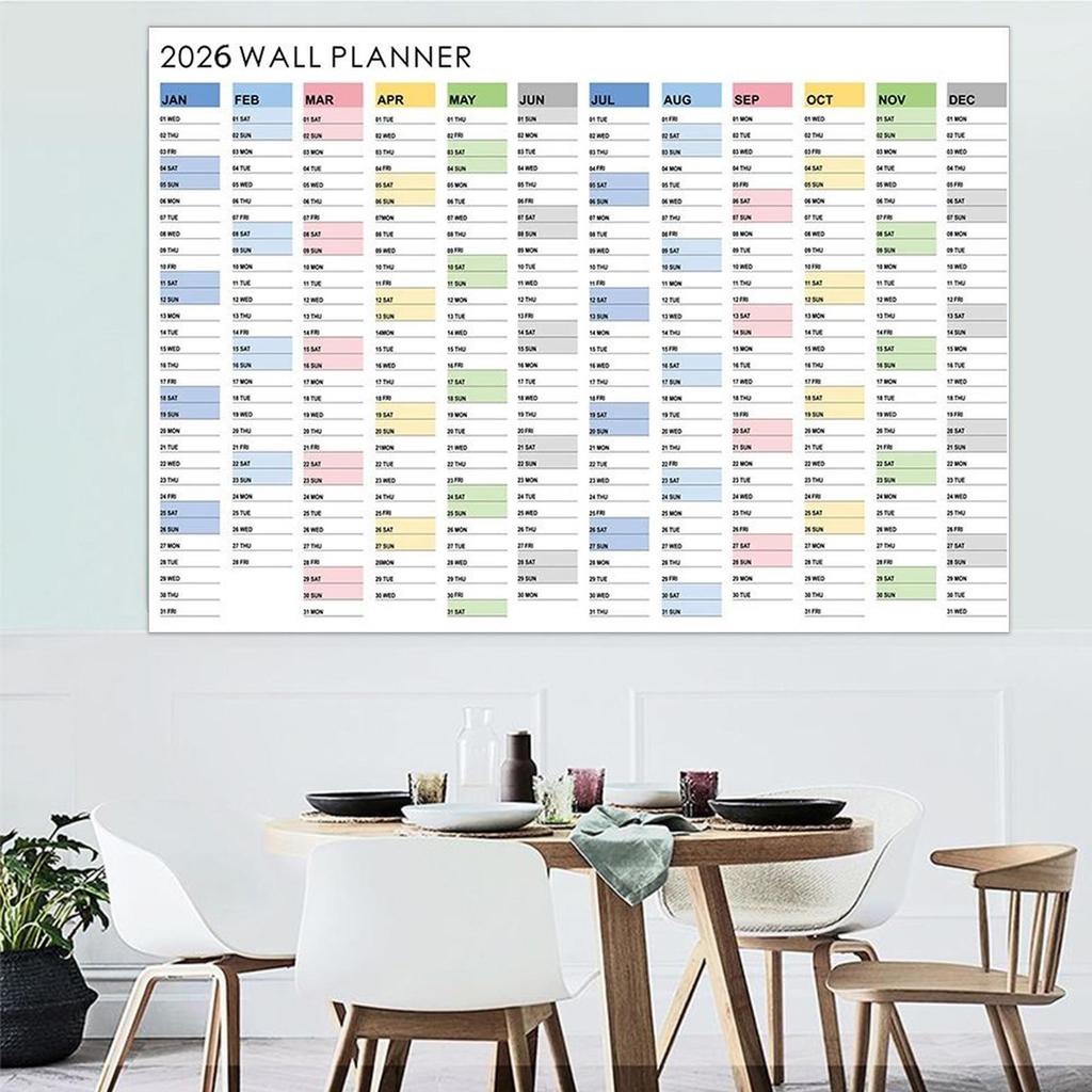 Настенный календарь на Новый год 2026, Календарный плакат с наклейками, Плакат-календарь-планировщик на 365 дней, Креативный простой рабочий планировщик