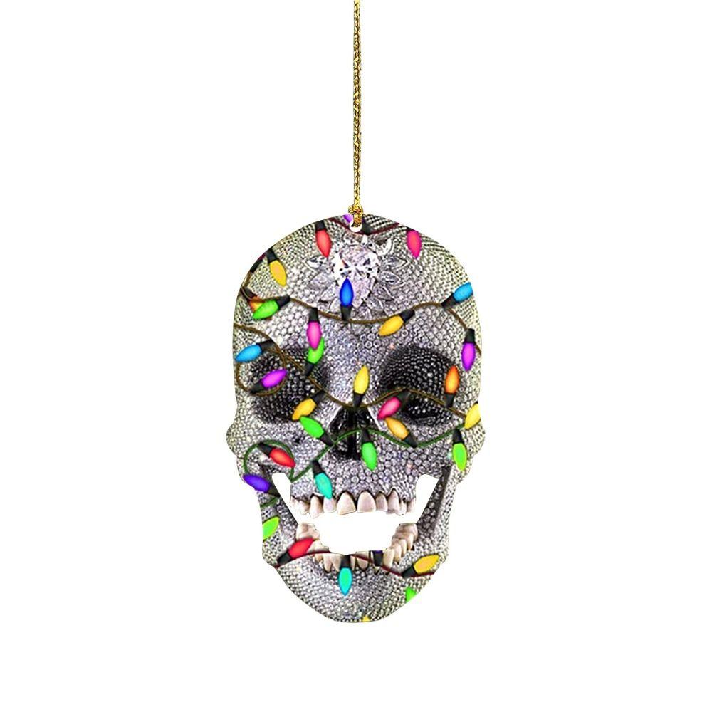 DIY Skull Pendant Horror Skeleton Car Ornaments Christmas Tree Drop Ornaments Car Rearview Decor