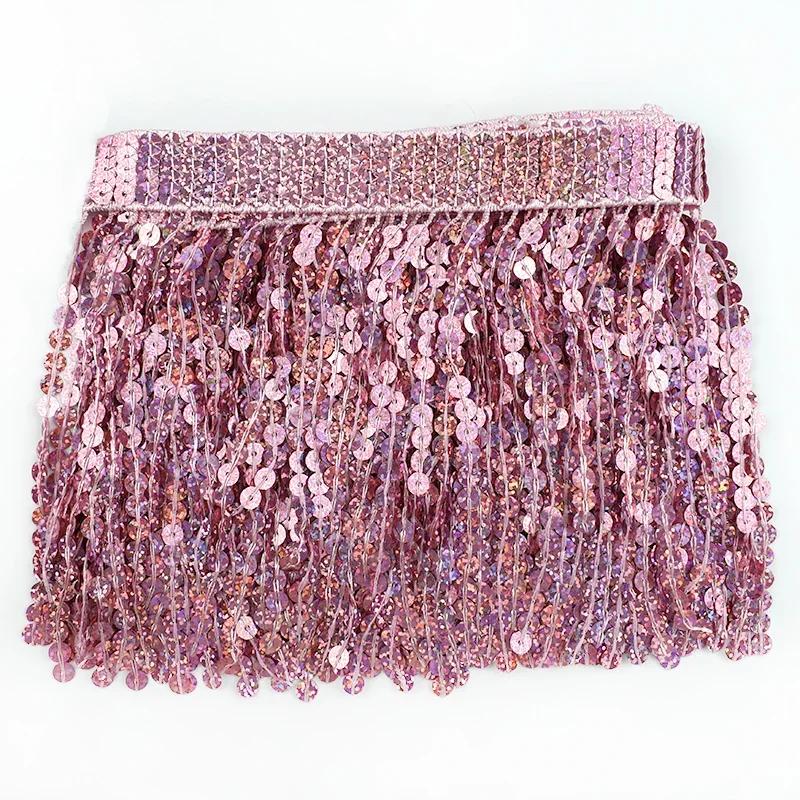 Meetee 1/2/3 ярда 16 см бахрома с пайетками, кисточки, этническая кружевная тесьма, лента с бахромой, отделка для юбки для латинских танцев, одежды, швейная фурнитура