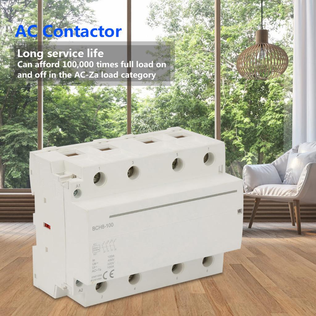 4P 4NC 100A 50 60HZ Household DIN Rail AC Contactor Low Power Consumption (AC230V)