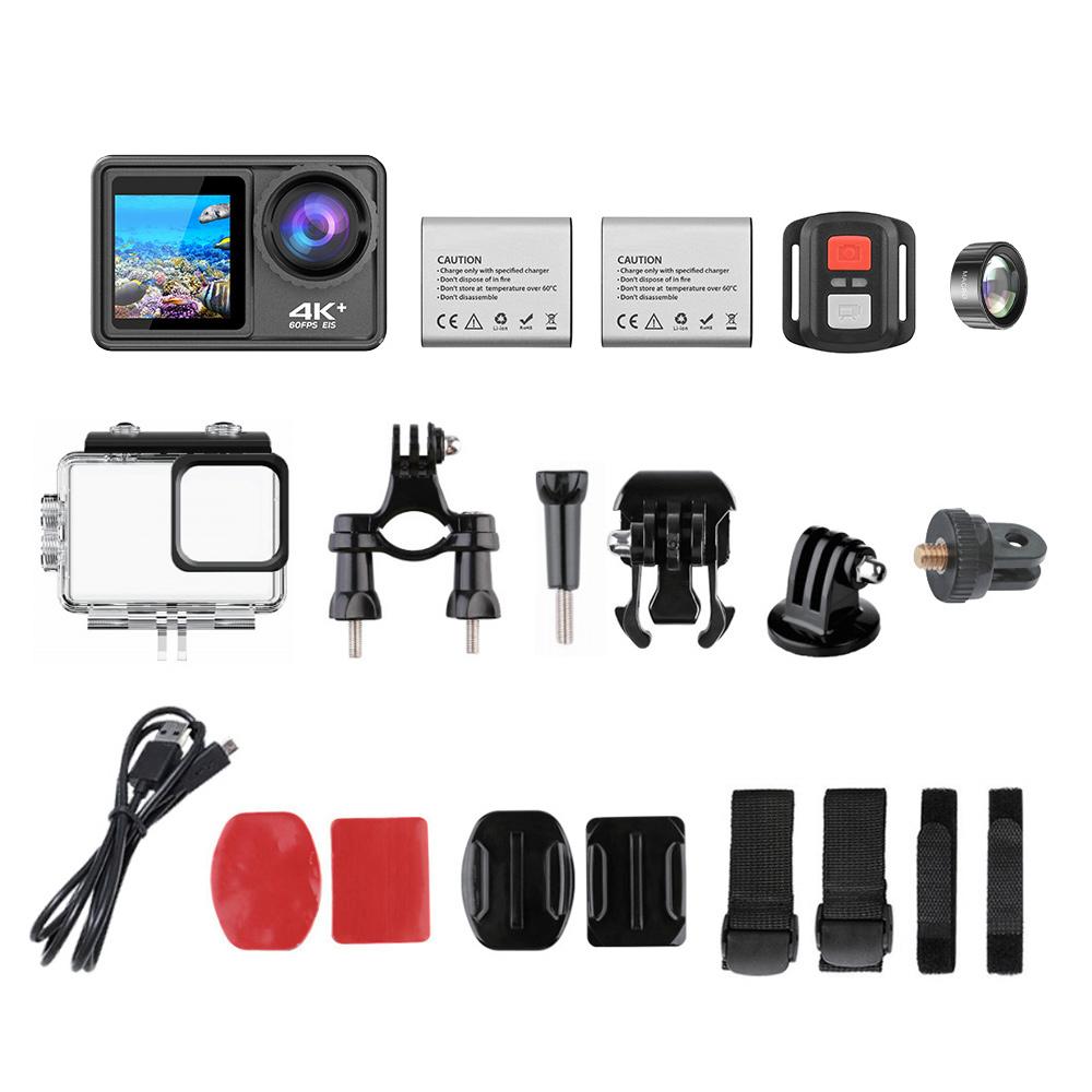 4K 24MP спортивная камера с двойным экраном DV видеокамера 2,0-дюймовый экран широкоугольный EIS 40 м водонепроницаемый