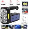 8LED and 6LED Bulbs Solar Charging Handheld Flashlight USB Charge Portable Lamp 4 Bright Lighting Modes Outdoor Searchlight