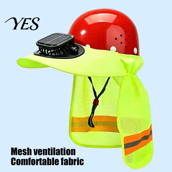 Solar Fan Hard Hat Sun Hat, Neck Shield Shade Full Brim with Fan, Reflective Visor High Visibility for Construction Helmet Accessories