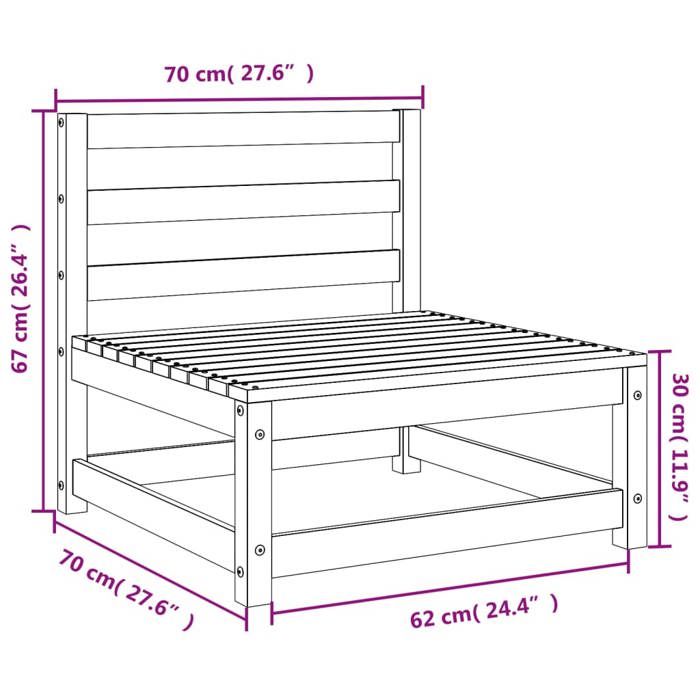 VidaXL Canapé de Jardin sans Accoudoirs, Siège avec Dossier, Meuble de Terrasse Patio Arrière-cour Extérieur, 70x70x67 cm 837915