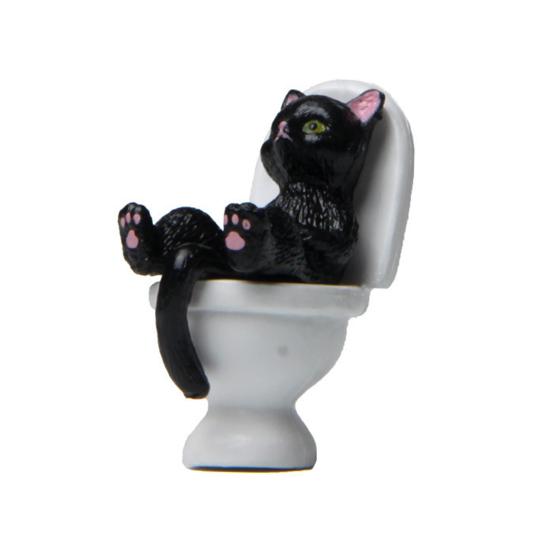 Funny Cat Figurine Spiritual Consolation PVC Vivid Appearance Toilet Series Cat Statue Party Supplies