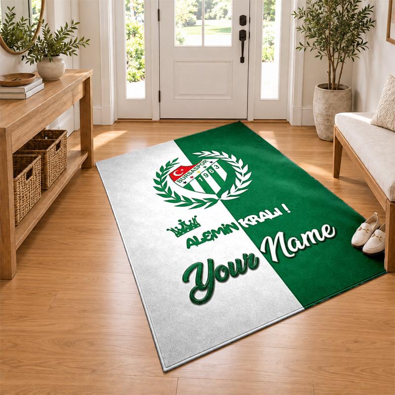 Bursaspor Custom Name Personalized Rug Non‑Slip Doormat Floor Carpet Housewarming Birthday Gift for Family Friends