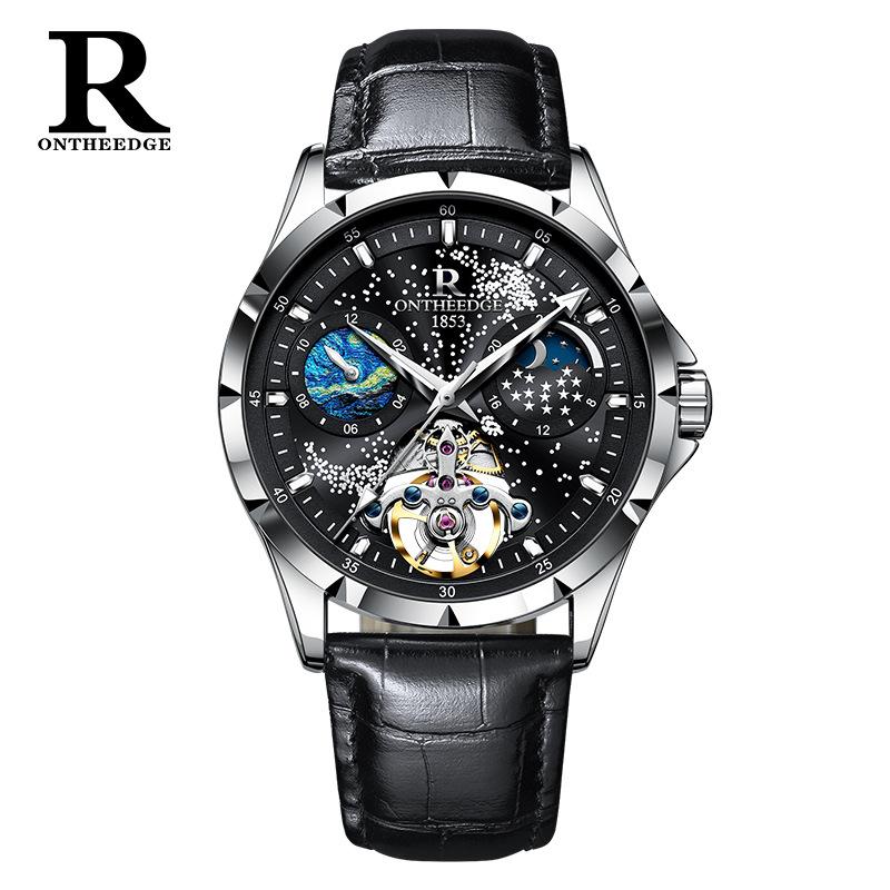 ONTHEEDGE Full Star Men's Business Watch Automatic Hollow Mechanical Watch Luminous Waterproof