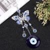 Horseshoe with Elephant Glass Decoration Hemp Rope Hanging Ornament Evil Eye Navy Blue Butterfly