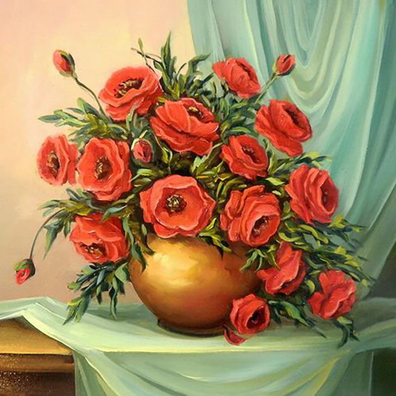 DIY 5D алмазная живопись ваза для цветов, набор для вышивки крестом, полная дрель, вышивка мозаикой, вышивка крестиком, цветочная роза, подарок из смолы, домашний декор