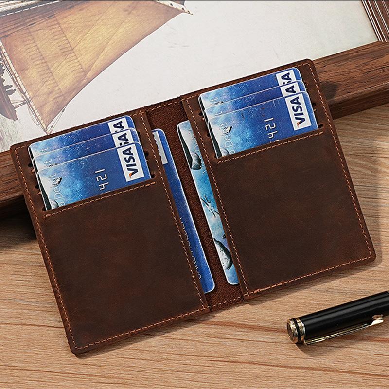 Кошелек для кредитных карт ручной работы в винтажном стиле, минималистичный кожаный держатель для кредитных карт для мужчин, защитный чехол