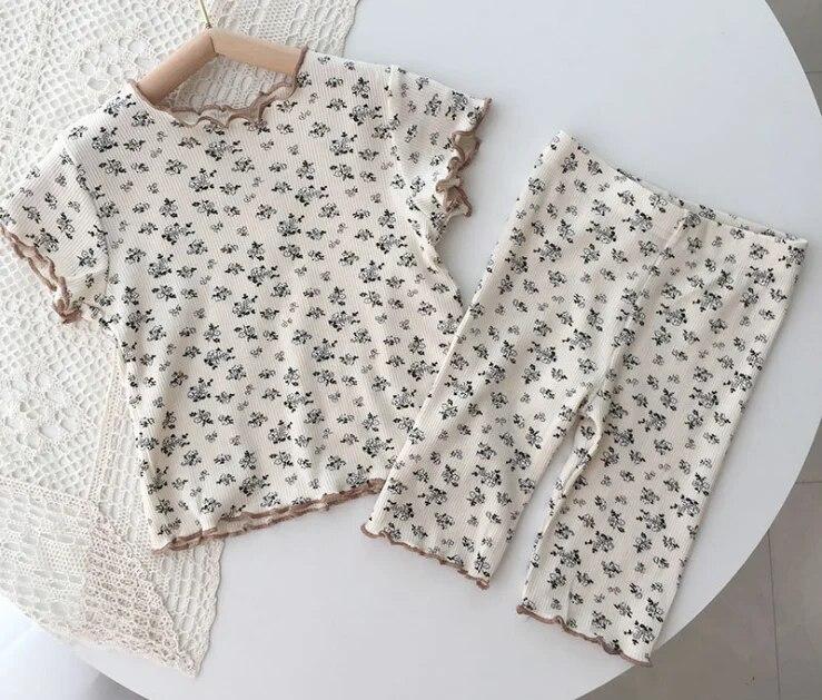 От 0 до 12 лет, комплект из 2 предметов, летние летние шорты для маленьких девочек, детская одежда для сна с цветочным принтом, модные шорты, комплект одежды