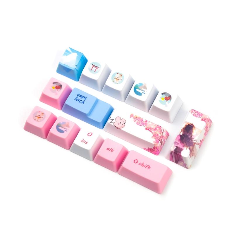 118 клавиш/комплект OEM-профиль Blue Girlish Keycap для механической клавиатуры PBT Dye Sublimation для клавиш Лучший подарок для