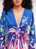 EDOLYNSA Classy Oversized Blue Bohemian Women's Kaftan Robe Holiday Party Dress Light jacket Swimsuit cover-up Lounge wear Q1289