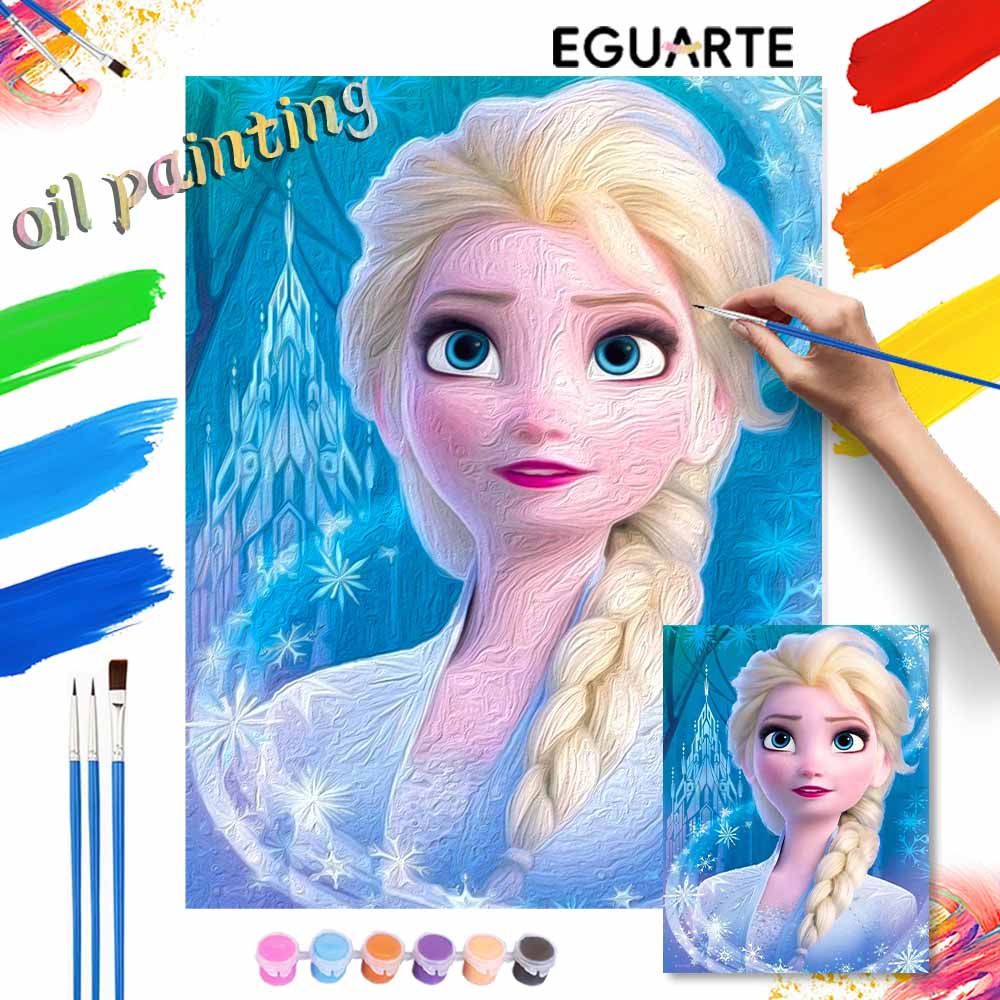 Disney Elsa Frozen Paint By Number Kit Number Drawing Canvas DIY Picture Home Decor Modern Wall Art Gift Painting Personalized Decor