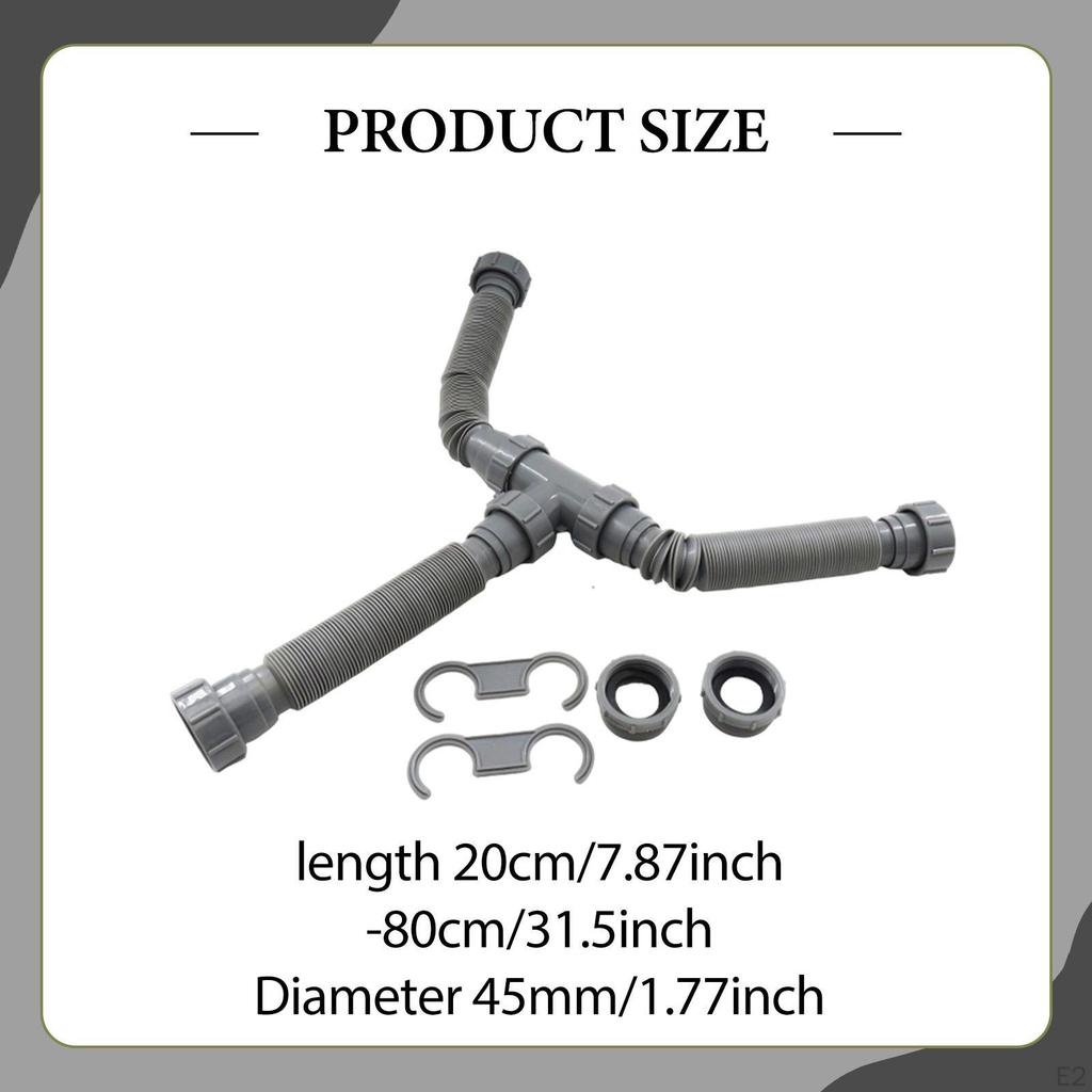 Double Sink Drain Pipe Kit, Easy Installation, Expandable Kit for Sinks in Kitchen