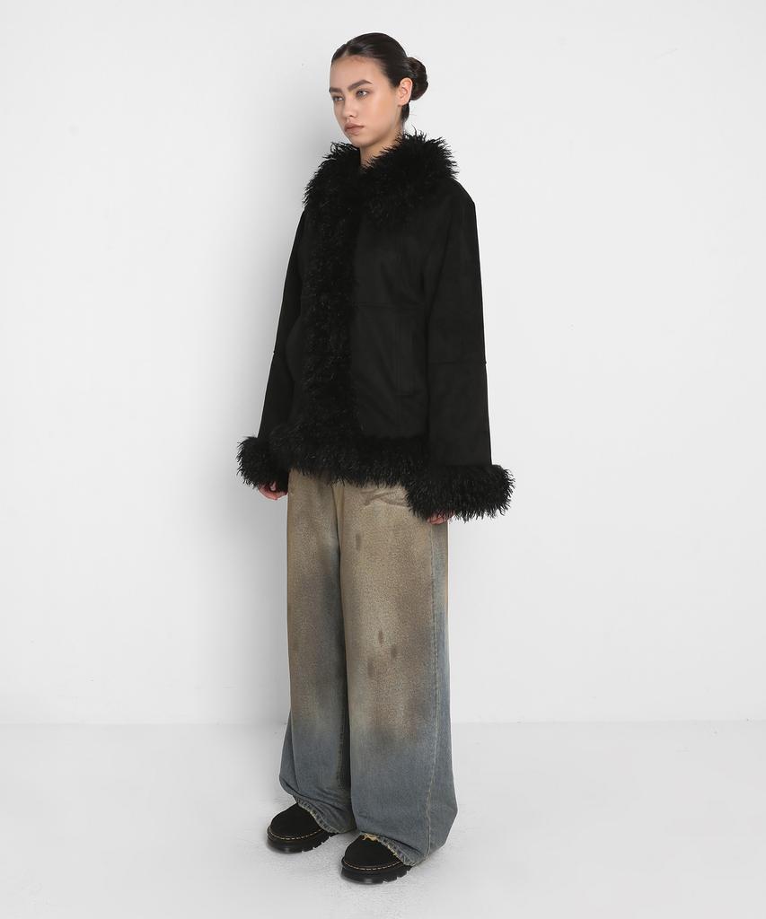 Sandric Trimming Fur Jacket_Black