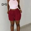 Женские спортивные шорты, повседневные спортивные шорты, эластичные мини-шорты с завязками на талии, летняя спортивная одежда