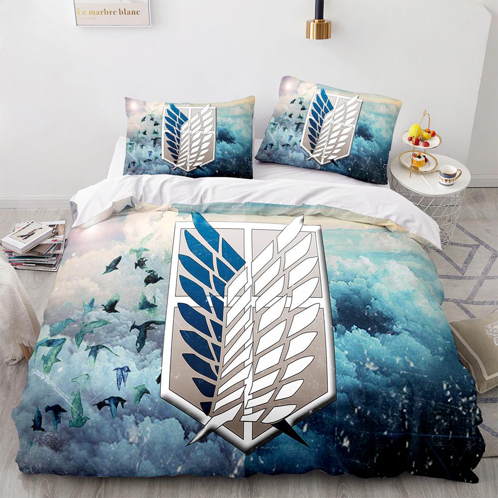 Anime Attack On Titan 3D Printed Bedding Set Duvet Cover Pillowcase Freedom Wings Bedclothes For Boys Kids Twin Single Full Size