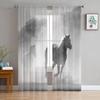 Тюлевая вуаль с изображением лошади, снежной сцены, занавеска для спальни, оконная занавеска для гостиной, прозрачные шторы, жалюзи, шторы из органзы
