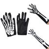 Halloween Skeleton Gloves Short Long Full Finger Bone Print Mittens Dress Party Costume Accessories for Women Men