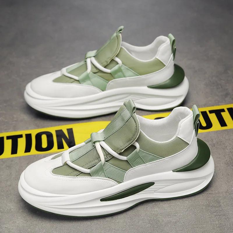 Мужские весенние новые дышащие легкие спортивные туфли на мягкой подошве, модные повседневные туфли на толстой подошве, увеличивающие рост