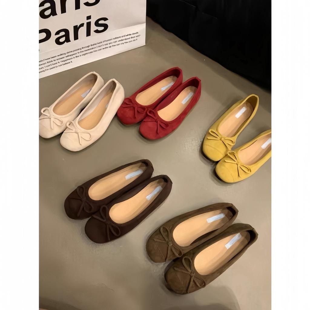 Evening Wind Gentle Butterfly Ladyshoes Ballet Flats French Retro Soft Sole Silver Single Shoes Spring and Summer Small Fragrant Wind Women's Shoes