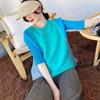 Fashionable Five -sleeved Thin T -shirt Folds Female Top Spring and Summer New Loose Simple and Round Collar T Shirt Girl