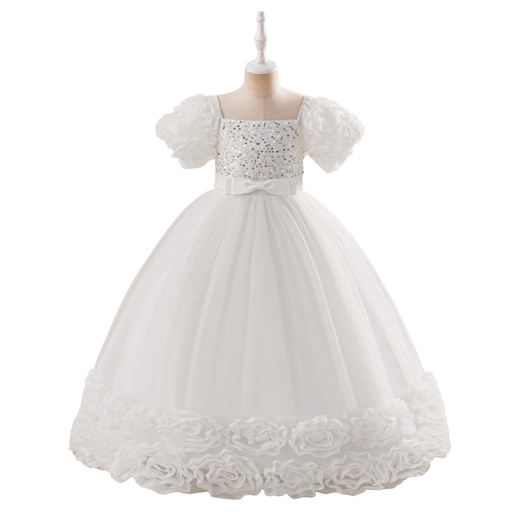 4-14 лет Рождественское платье принцессы для девочек-цветочниц для свадеб Летнее детское торжественное длинное платье с бантом для школьных вечеринок Детская новогодняя одежда