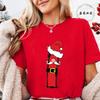 Summer Y2k Women T-shirt Christmas Santa Alphabet A~Z Printed Female Clothing Short Sleeve Tops Christmas Santa Party Tee Shirts