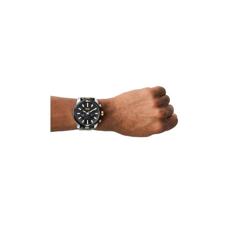 DIESEL Split Men's Quartz Chronograph Watch Black Dial Leather Strap 51mm DZ4588