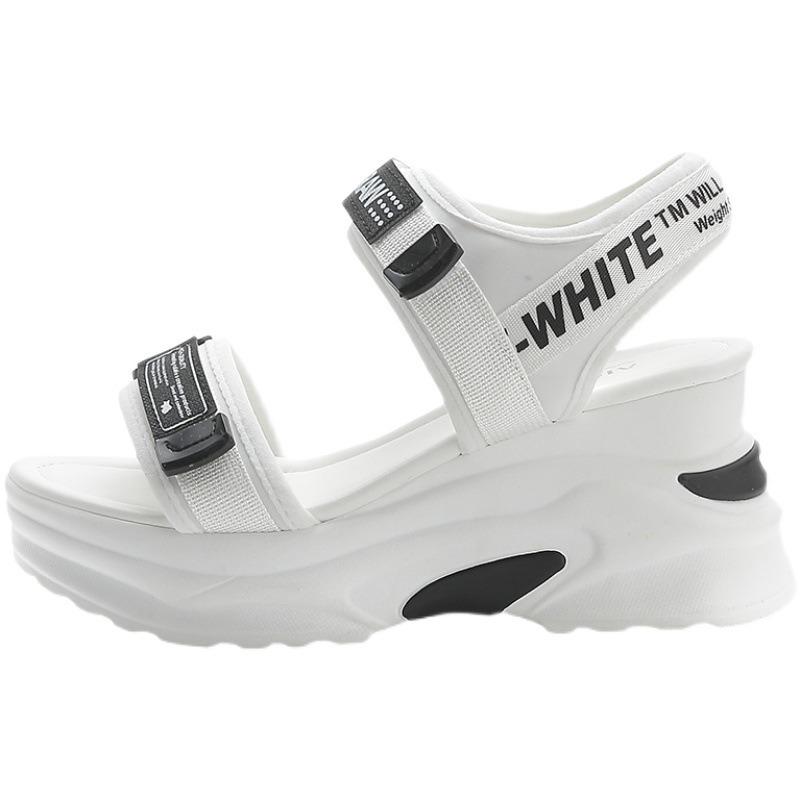 Спортивные сандалии женские новые летние универсальные на платформе, маленькие туфли-маффины, высокие каблуки, повседневная пляжная обувь