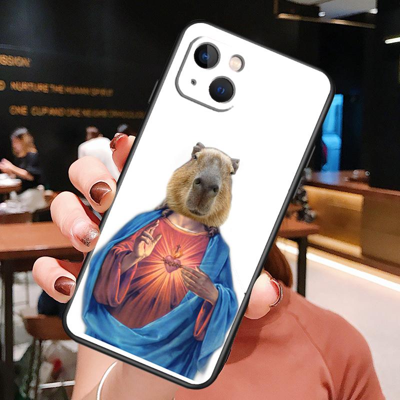 Cute Cartoon Capybara Phone Case For iPhone 16 Pro Max 14 13 12 11 15 Pro Max Plus 12 13 Mini XR 16e Funda Cover