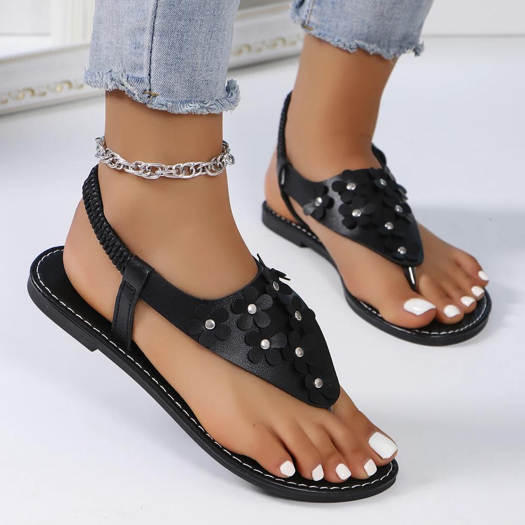 Модная обувь для женщин 2024 года, брендовые женские сандалии на резинке, модные пляжные сандалии с принтом, женские новые шлепанцы с круглым носком