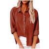 Women's Autumn Long Sleeve Button Solid Color Loose Shirt Casual Large Size Shirt